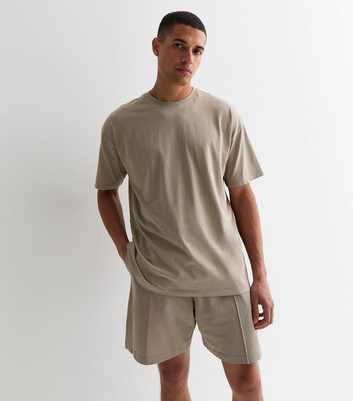 Light Brown Relaxed Fit Cotton Pintuck Drawstring Shorts