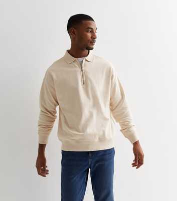Off White 1/4 Zip Polo Sweatshirt
