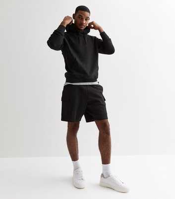Black Relaxed Fit Jersey Cargo Shorts