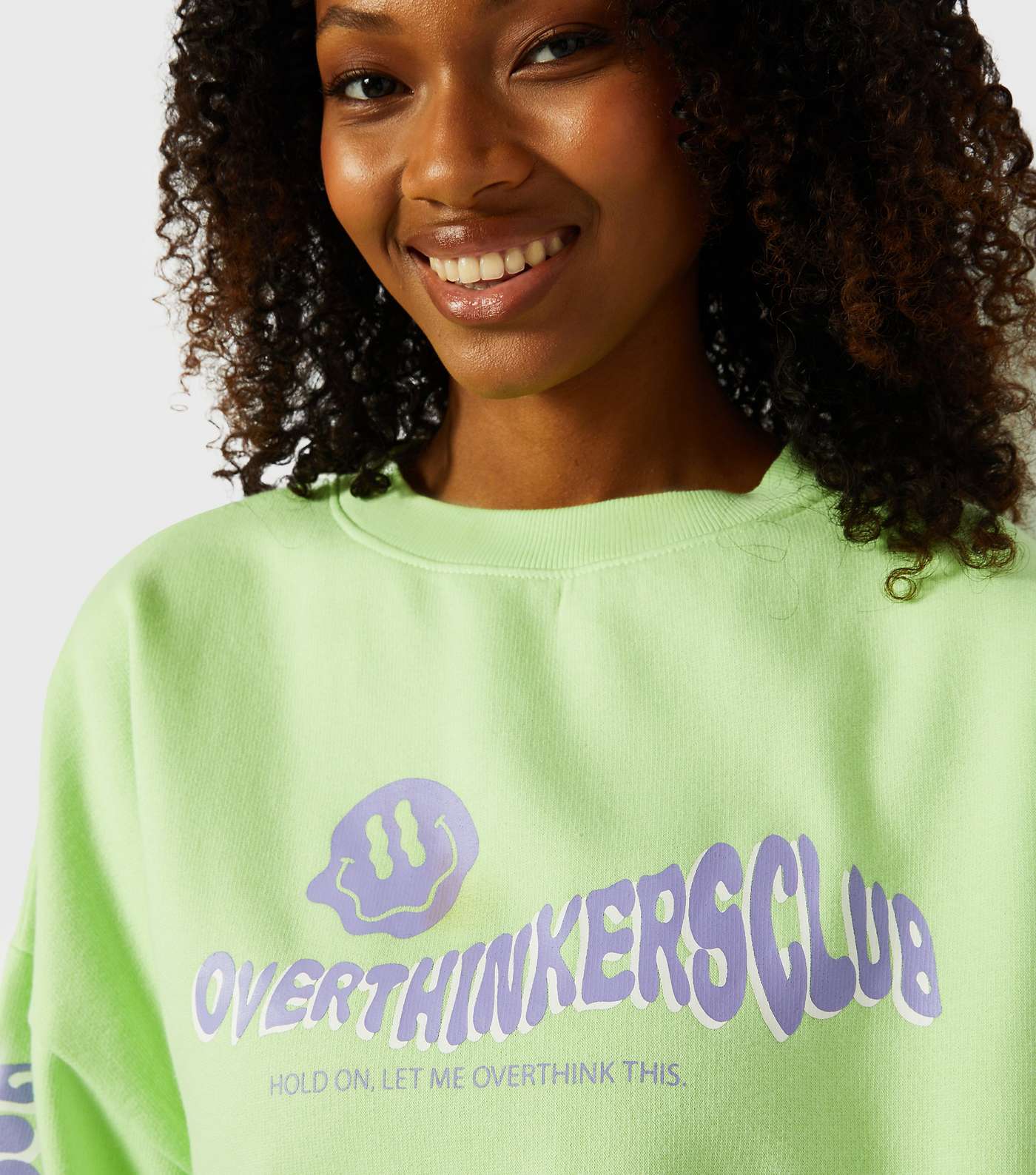 Skinnydip Light Green Overthinkers Club Logo Oversized Sweatshirt Image 3