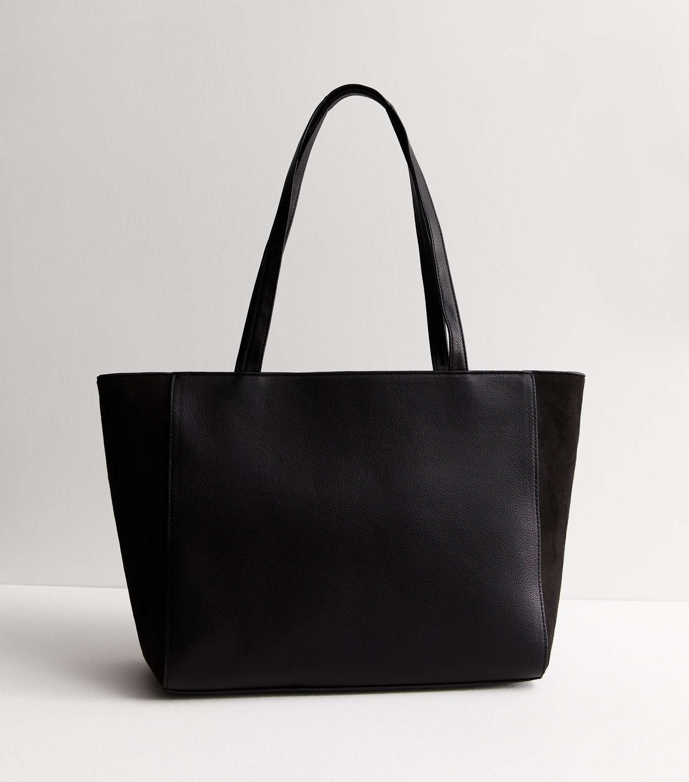 Black Suedette Panel Tote Bag Duo Image 3