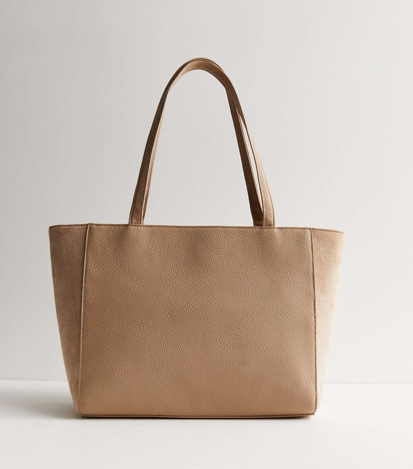 Camel Suedette Panel Tote Bag Duo Image 5