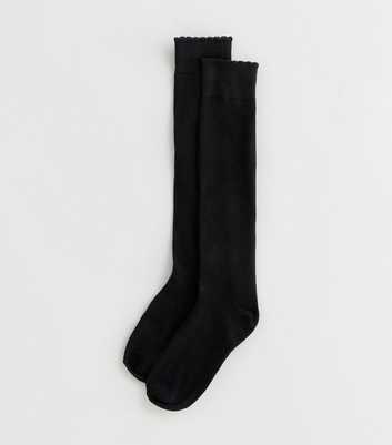 2 Pack Black Knee High Frill Socks