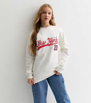 Girls Off White New York Crew Neck Sweatshirt