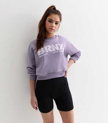 Girls Lilac BRNX Logo Crop Sweatshirt