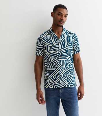 Blue Abstract Pattern Short Sleeve Shirt
