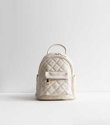 Cream Quilted Mini Backpack