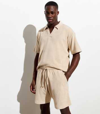Stone Relaxed Fit Drawstring Towelled Shorts