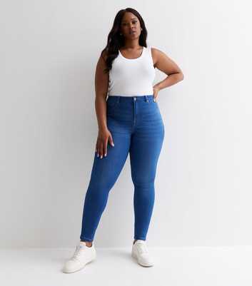 ONLY Curves Blue High Waist Skinny Jeans
