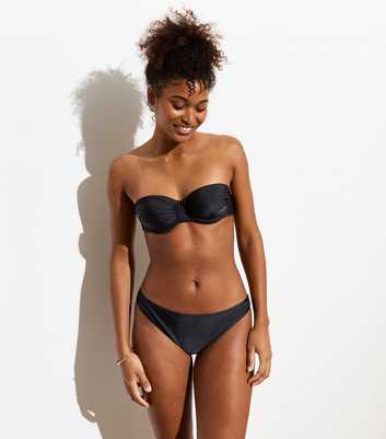 Black Ruched Balconette Bikini Top