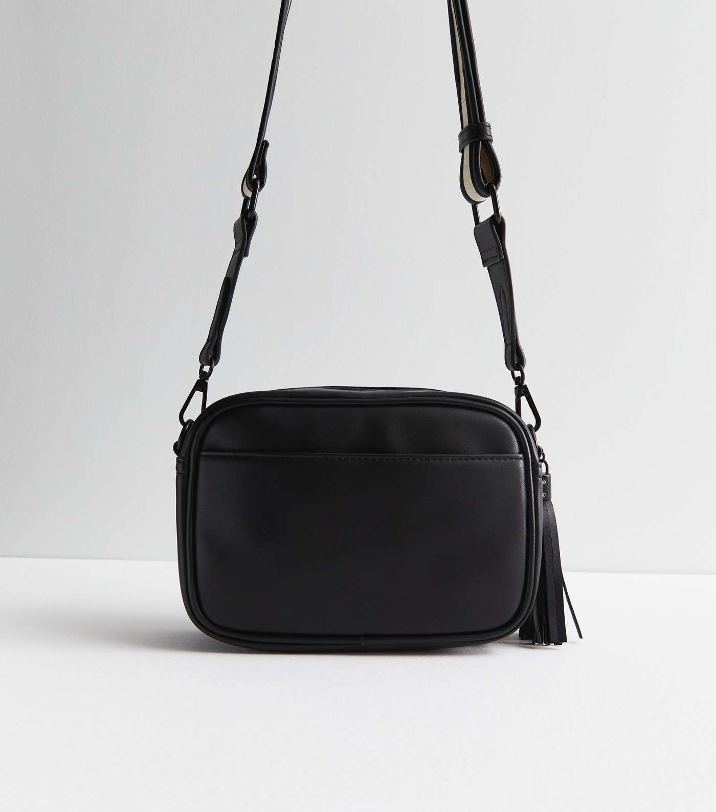 Black Leather-Look Embossed Cross Body Bag Image 4