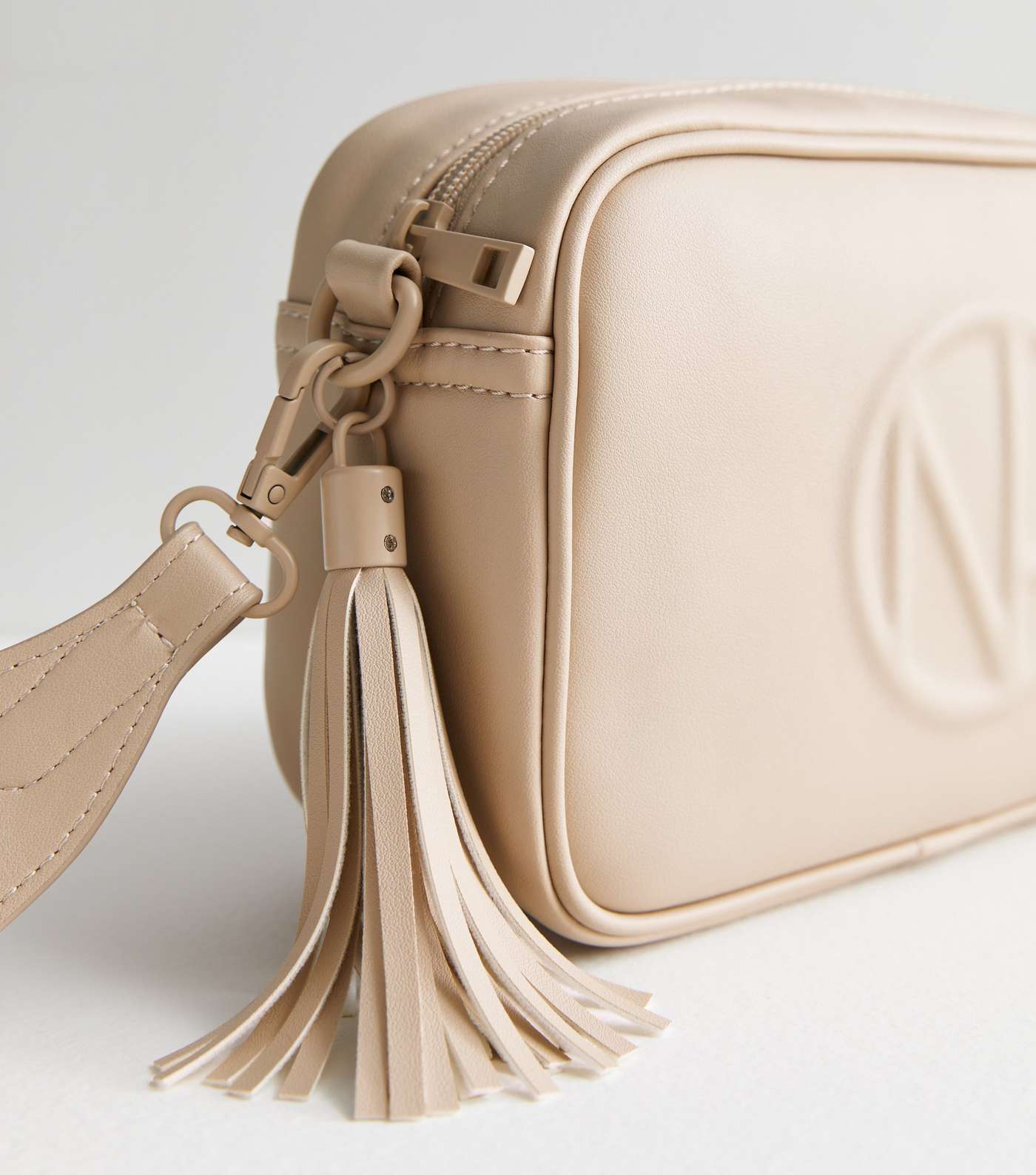 Cream Leather-Look Embossed Cross Body Bag Image 3