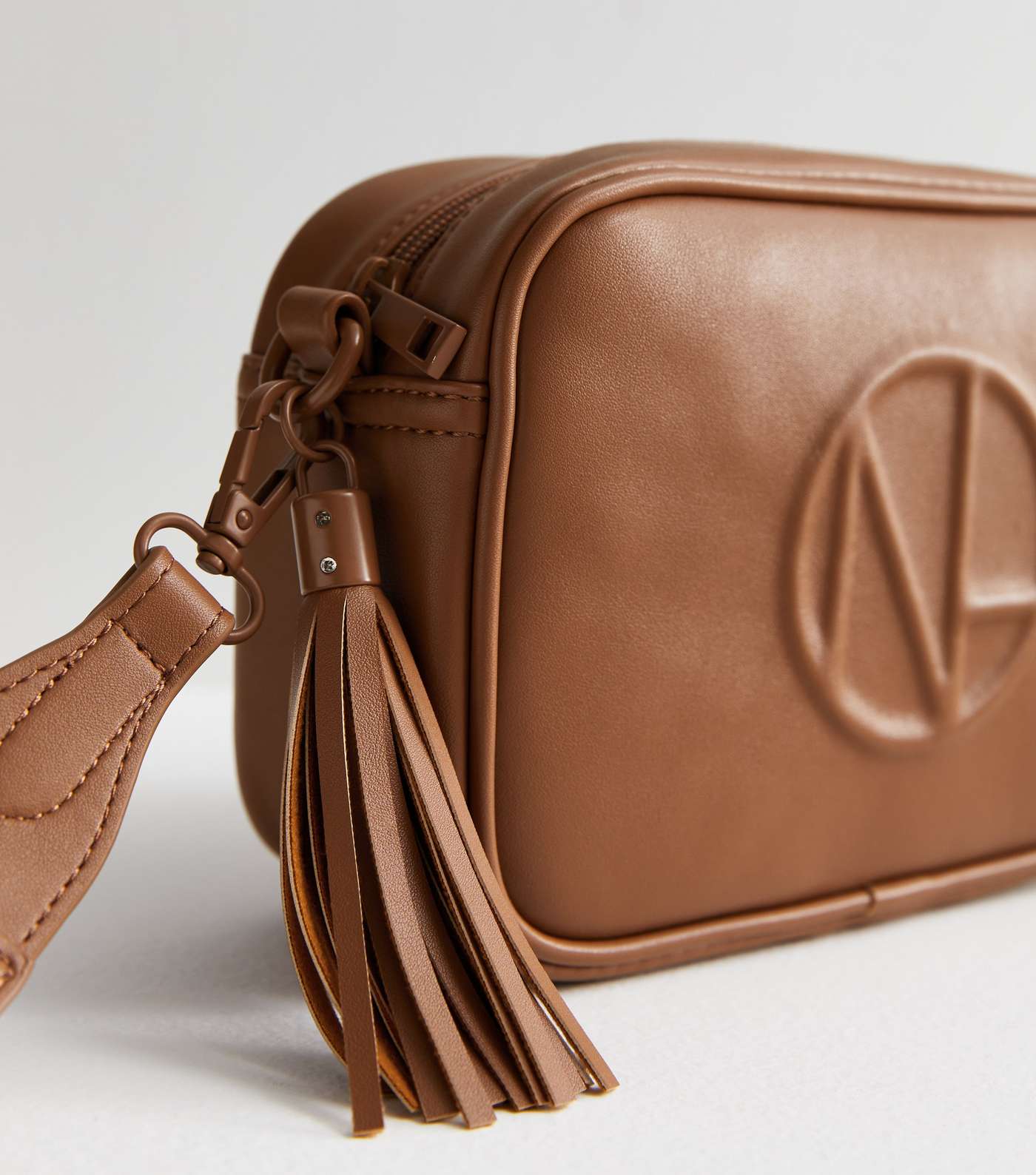 Tan Leather-Look Embossed Cross Body Bag Image 3