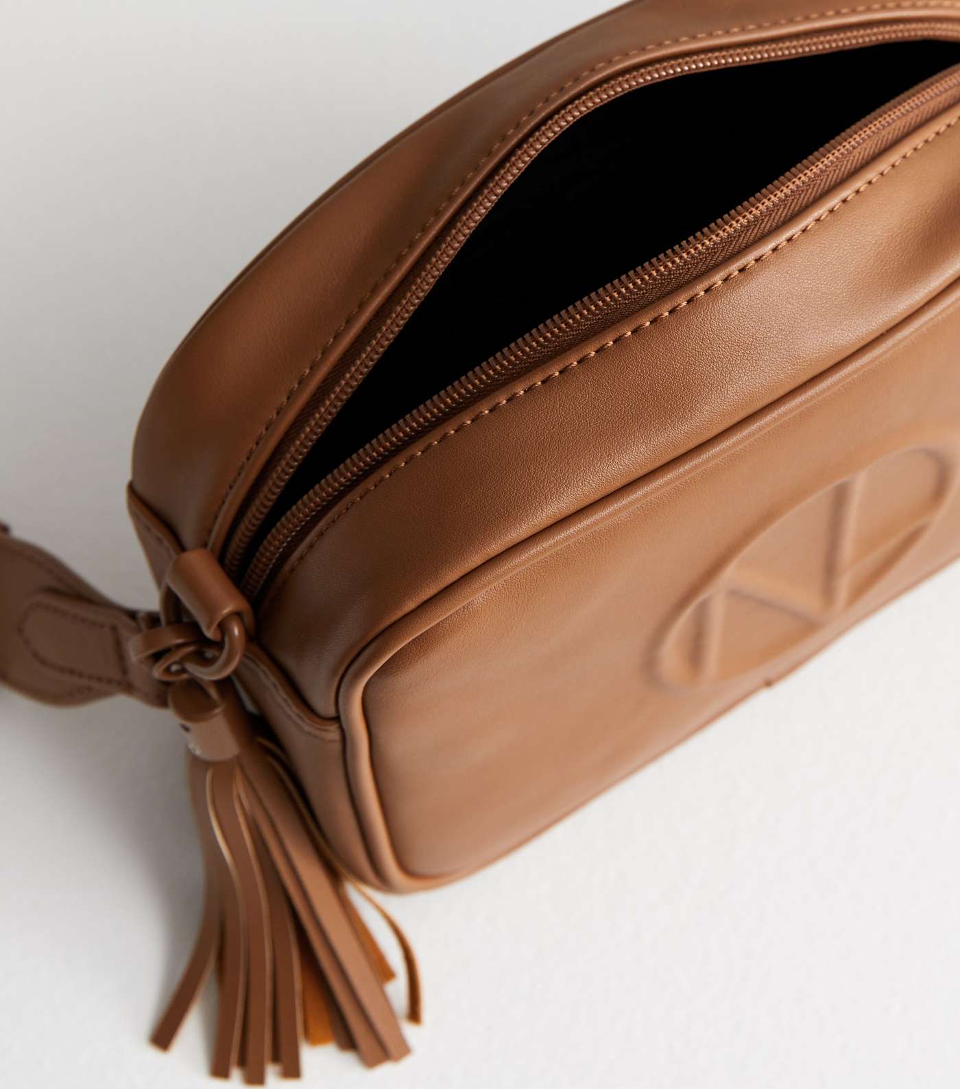 Tan Leather-Look Embossed Cross Body Bag Image 5
