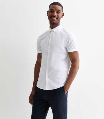 White Poplin Regular Fit Short Sleeve Shirt