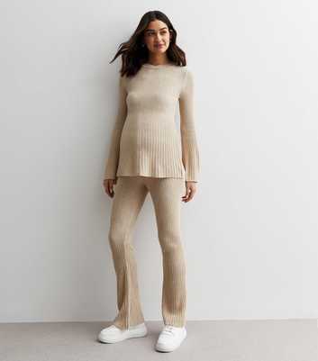 Maternity Cream Ribbed Knit Trousers