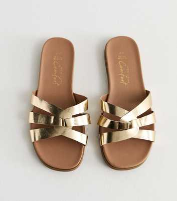 Extra Wide Fit Gold Mule Sliders