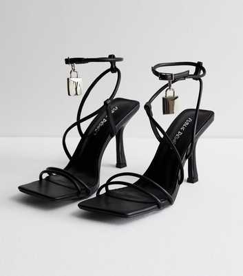 Public Desire Black Padlock Stiletto Sandals