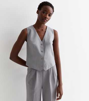 Tall Grey Button Front Waistcoat