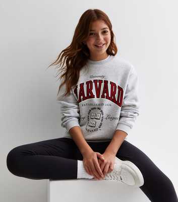 Girls Pale Grey Harvard Logo Sweatshirt