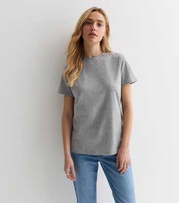 Grey Cotton Crew Neck T-Shirt