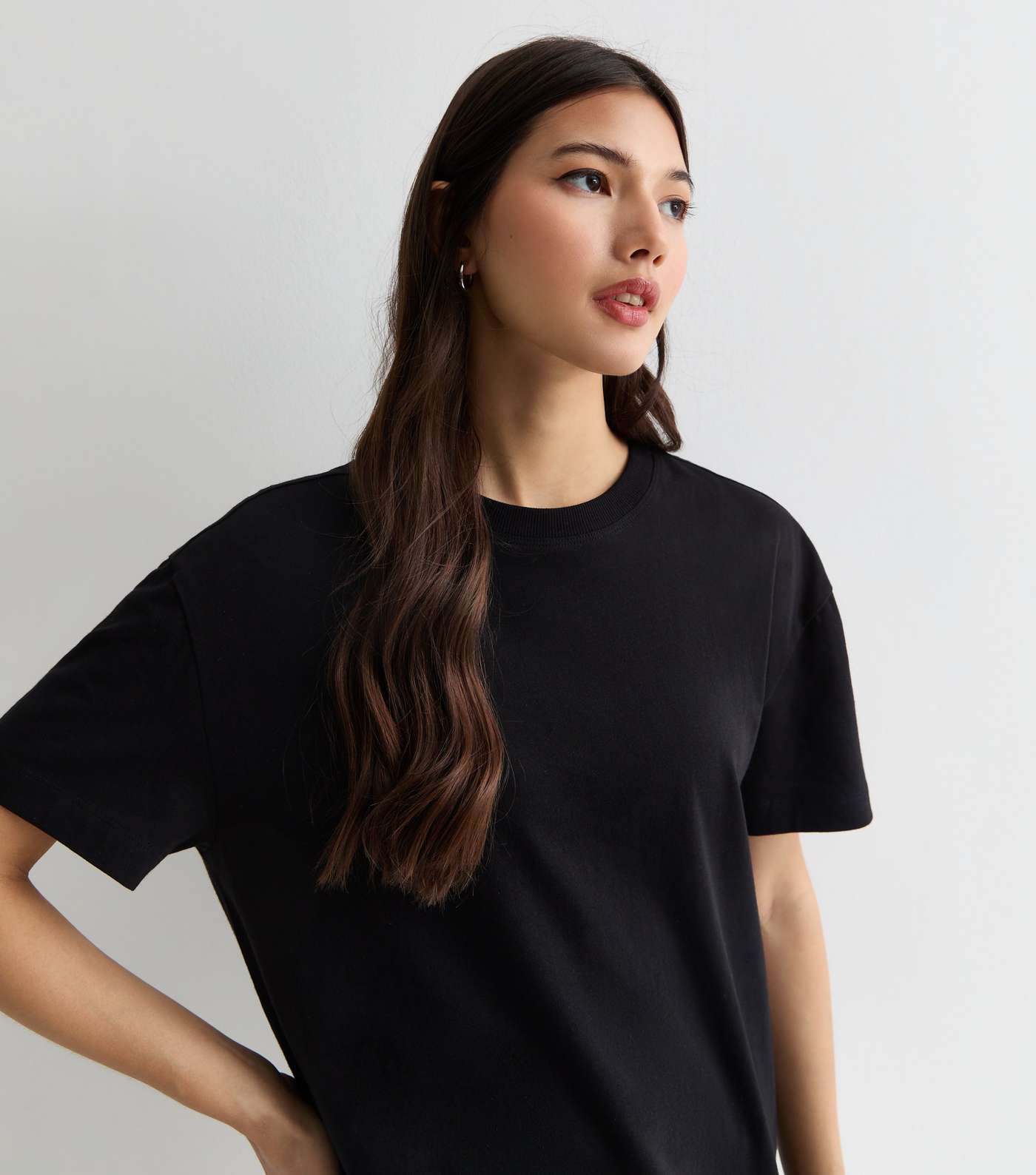 Black Long Cotton T-Shirt Image 2