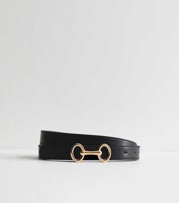 Black Leather-Look Snaffle Belt