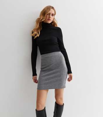 Grey Stripe Pattern High Waist Mini Tube Skirt