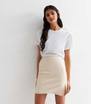 Pink Vanilla Stone Leather-Look Mini Skirt