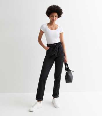 Tall Black Paperbag High Waist Dayna Tapered Jeans