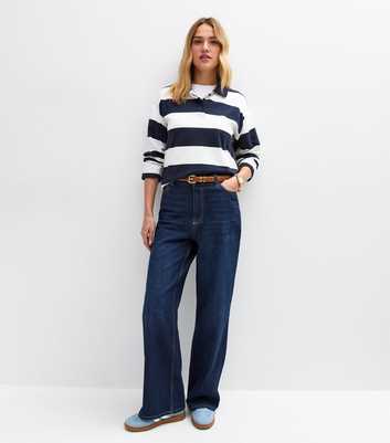 Blue Adalae High-Waist Wide Leg Jeans