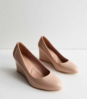 Pink Patent Wedge Court Shoes