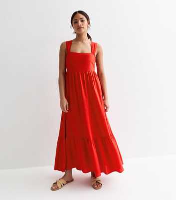 Petite Red Lace Back Midi Dress