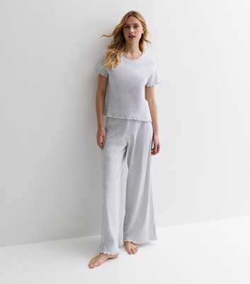 Pale Grey Love Logo Trouser Pyjama Set