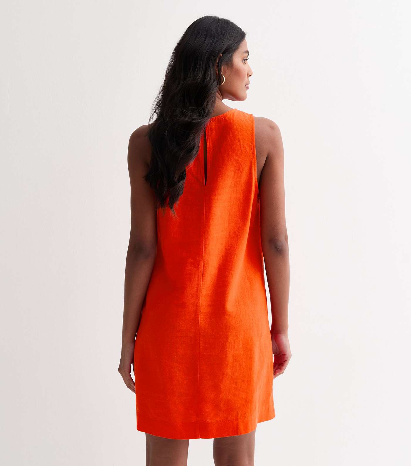 Red Linen Blend Sleeveless Mini Dress Image 4