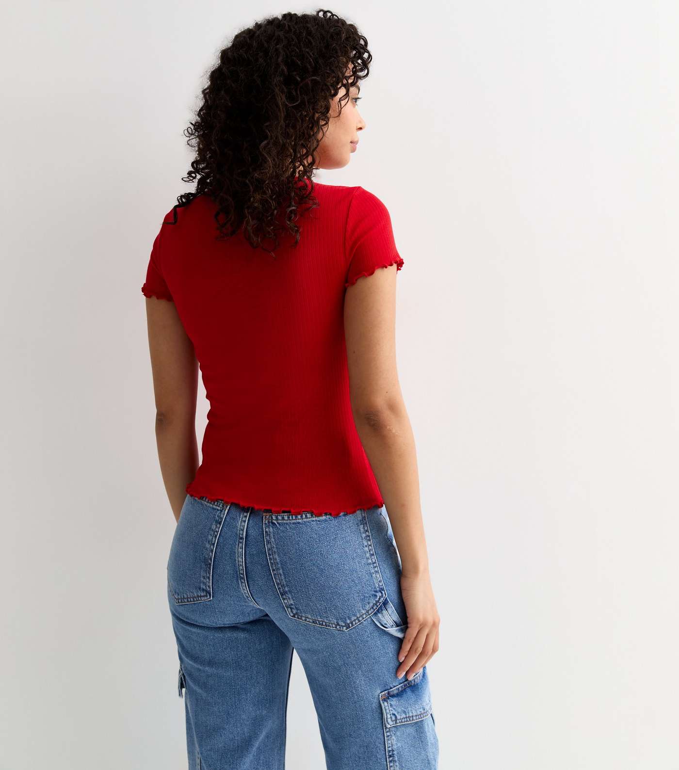 Tall Red Frill Short Sleeve T -Shirt Image 4