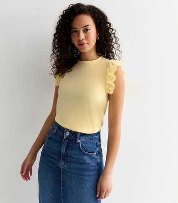 Tall Pale Yellow Cotton Frill Sleeve Top