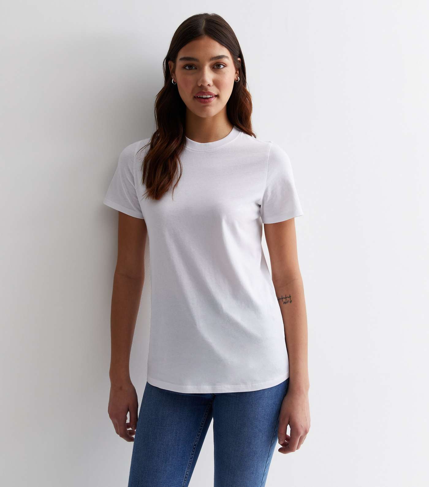Tall White Cotton Crew Neck T-Shirt Image 2