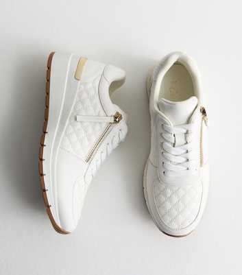 White Quilted Zip Detail Trainers 