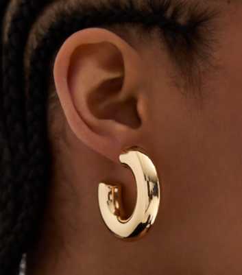 Gold Large Chunky Tube Hoop Earrings