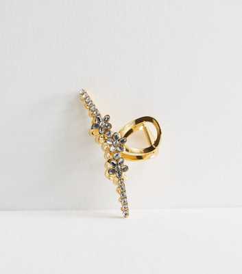 Gold Diamanté Flower Hair Claw Clip
