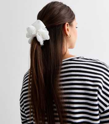 White Ruched Oversized Scrunchie