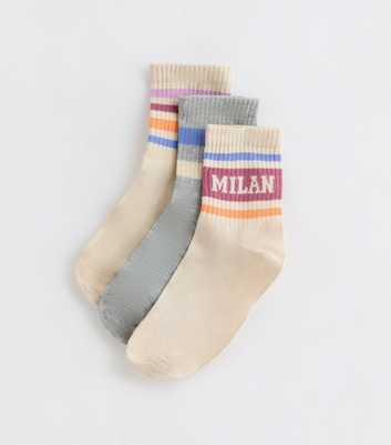 3 Pack Brown Stripe Milan Tube Socks