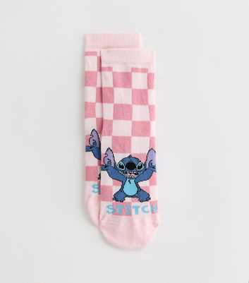 Pink Checkerboard Disney Lilo & Stitch Socks