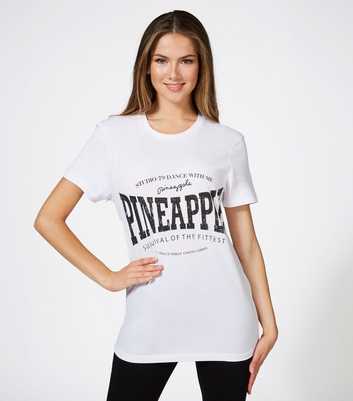 Pineapple White Cotton Logo T-Shirt