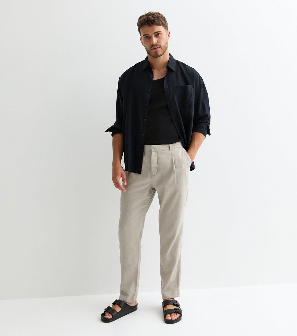Light Green Linen Blend Slim