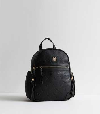 Black Debossed Midi Backpack