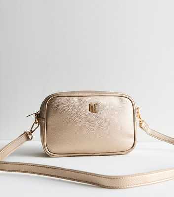 Gold Leather-Look Camera Cross Body Bag