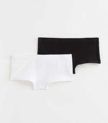 Girls 2 Pack Black and White Ribbed Seamless Shorts