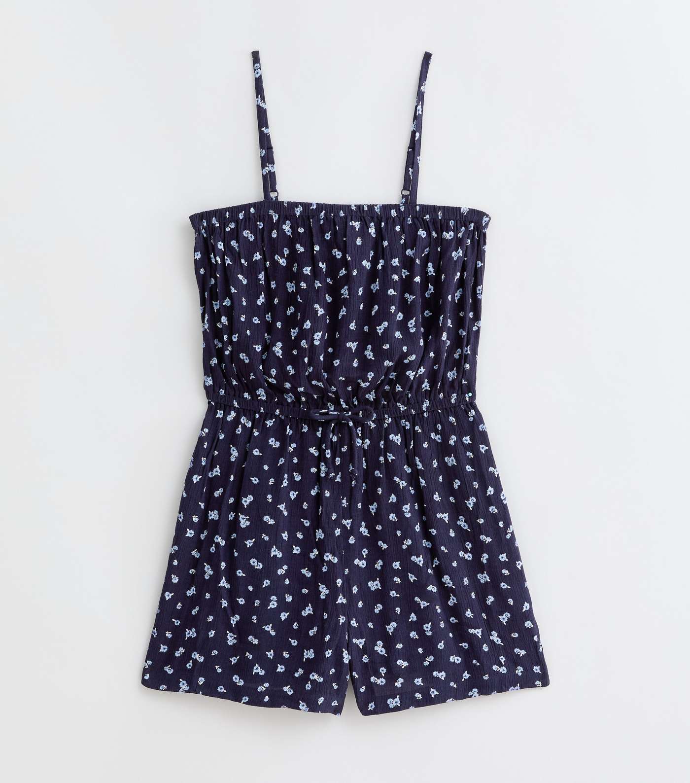 Girls Navy Ditsy Floral Beach Playsuit Image 5